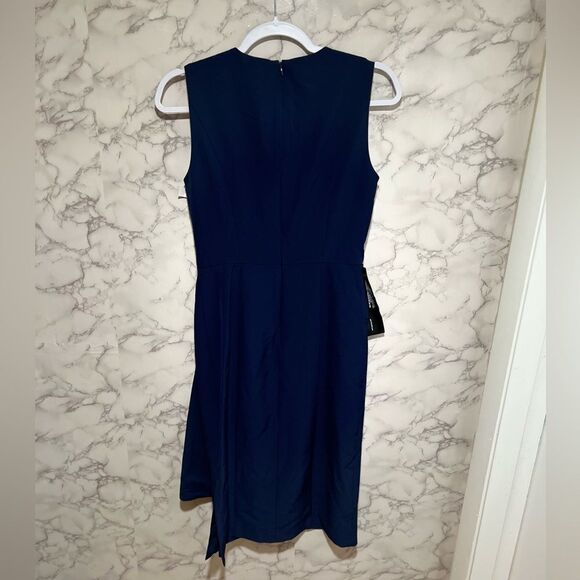Kay Unger Raven Draped Sheath Midi Dress - Picture 7 of 16